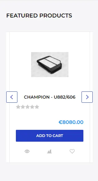 Screenshot where you can select featured products