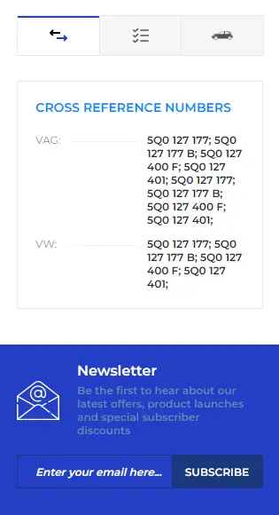 Screenshot showing the cross reference numbers for the article